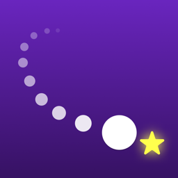 DOT app icon: a trail of dots arcing toward a star