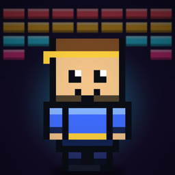 Worlds of DOT app icon: Dot bursting through a brick wall